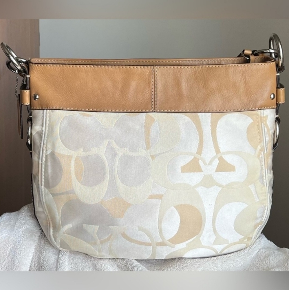 Coach Tan and Cream Shoulder Bag